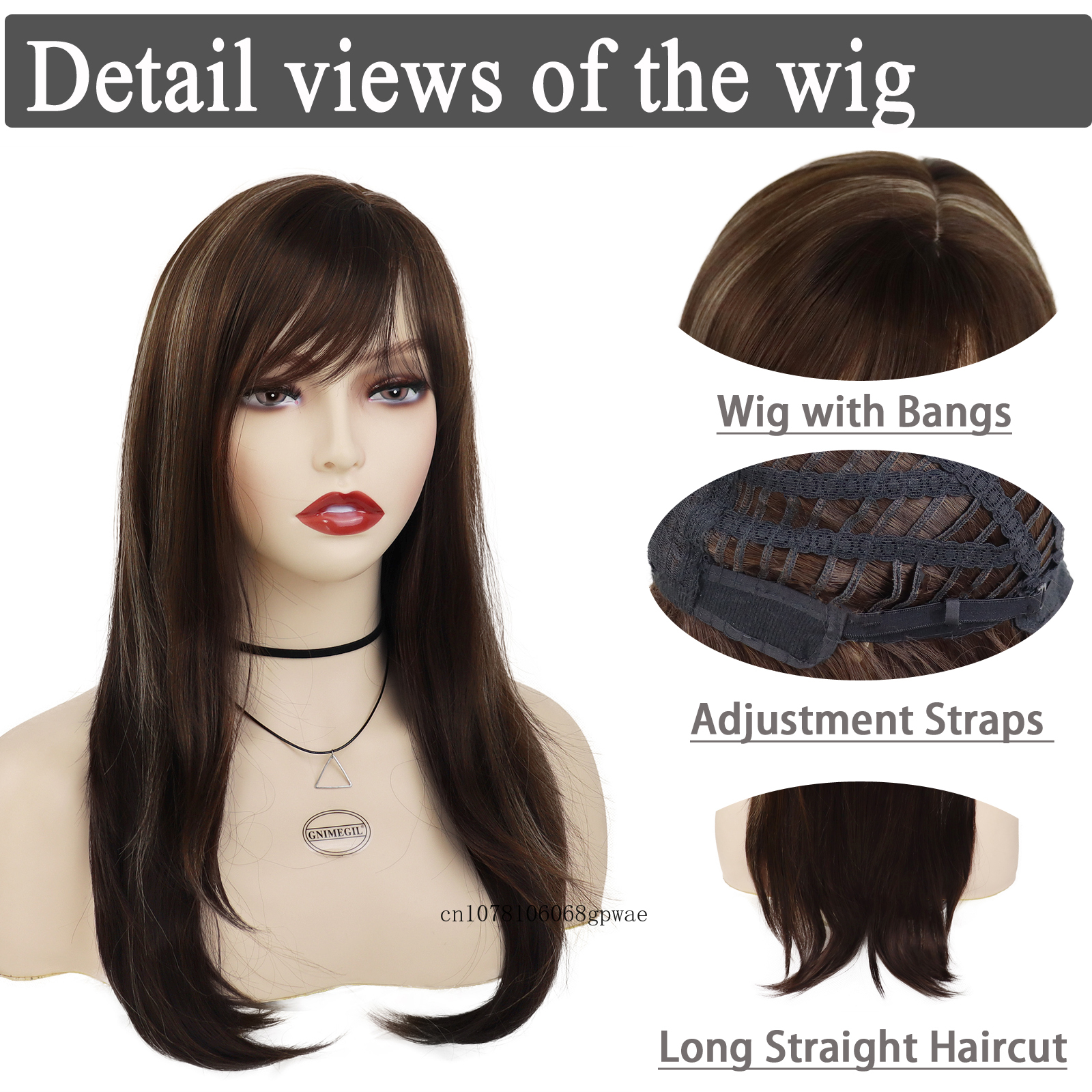 Highlight Brown for Mix Wig Women Long Straight Wig Natural Soft Hair Ladies Wig with Bangs Heat Resistant Daily Cosplay Party smile