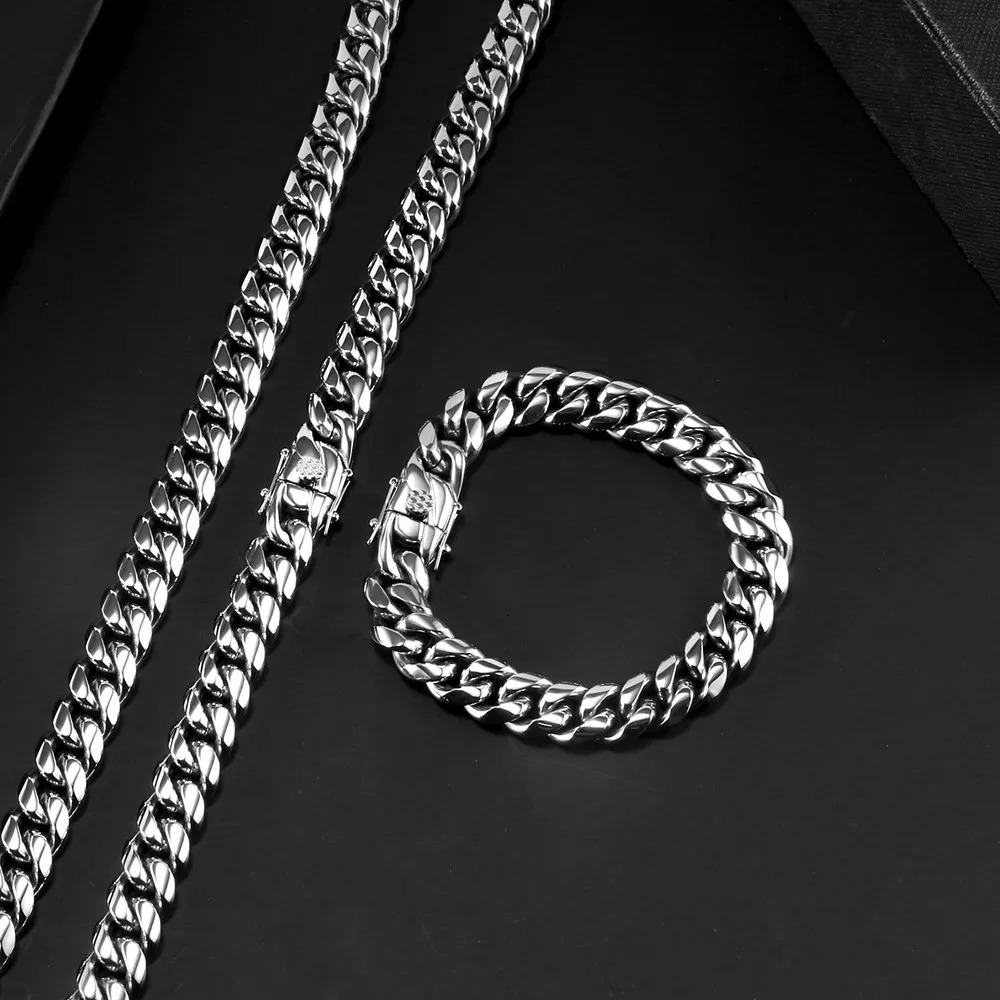 Curb Cuban Link Chain for Women Men Fashion Stainless Steel Hip Hop Necklace Gold Silver Color Bracelet Fashion Jewelry 241113