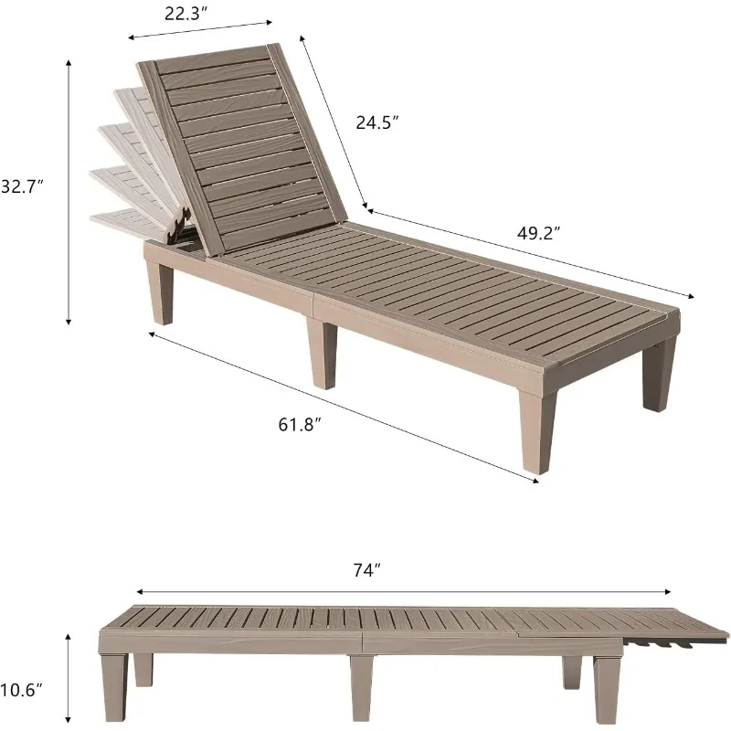 Homall Outdoor Chaise Lounge Chairs Set of 2 Quick Assembly u0026 Waterproof u0026 Lightweight Loungers with Adjustable Back