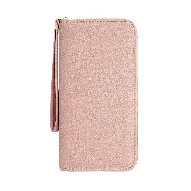Long Macaron Colored Zipper Wallet For Women With Lychee Pattern And Multi Compartment Handbag