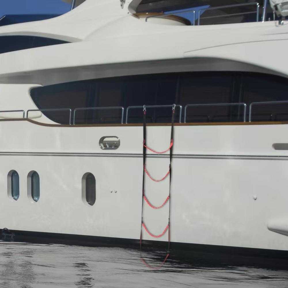 Portable 3 Step Hose Boat Ladder Assist Boarding Rope Ladder Wakeboard Yacht Equipment fit for Yacht Kayak Motorboat Canoeing smile