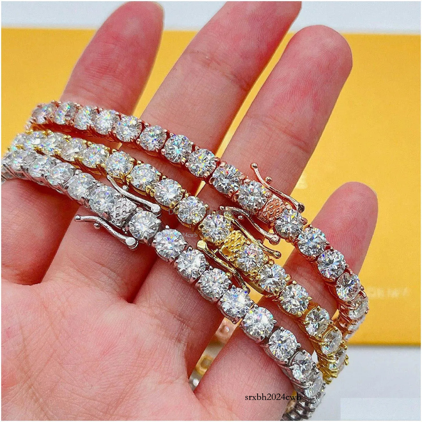 Pendant Necklaces Zuanfa Moissanite Jewelry Sterg Sier Pass Dia Tester 3/4/5Mm Vvs Tennis Bracelet Drop Delivery Pendants Dhmhi
