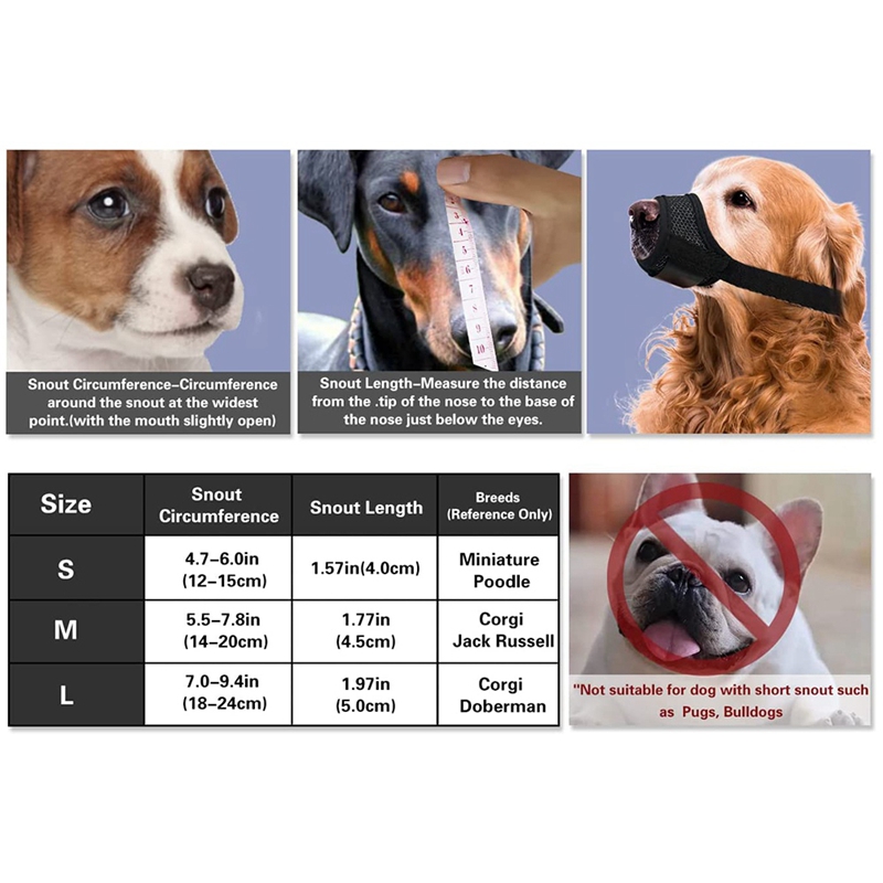 Dog Muzzle, Prevent Biting, Barking And Chewing Adjustable Breathable Mesh Soft Fabric Dog Muzzle Allows Panting