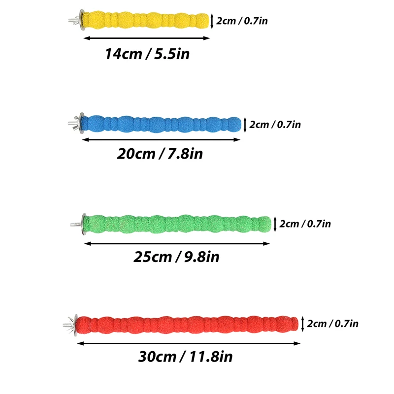 1pc Random Color Parrot Pet Raw Standing Stick Wood Hanging Stand Rack Toy Stick Stand Parakeet Branch Perches for Bird Cage Bar