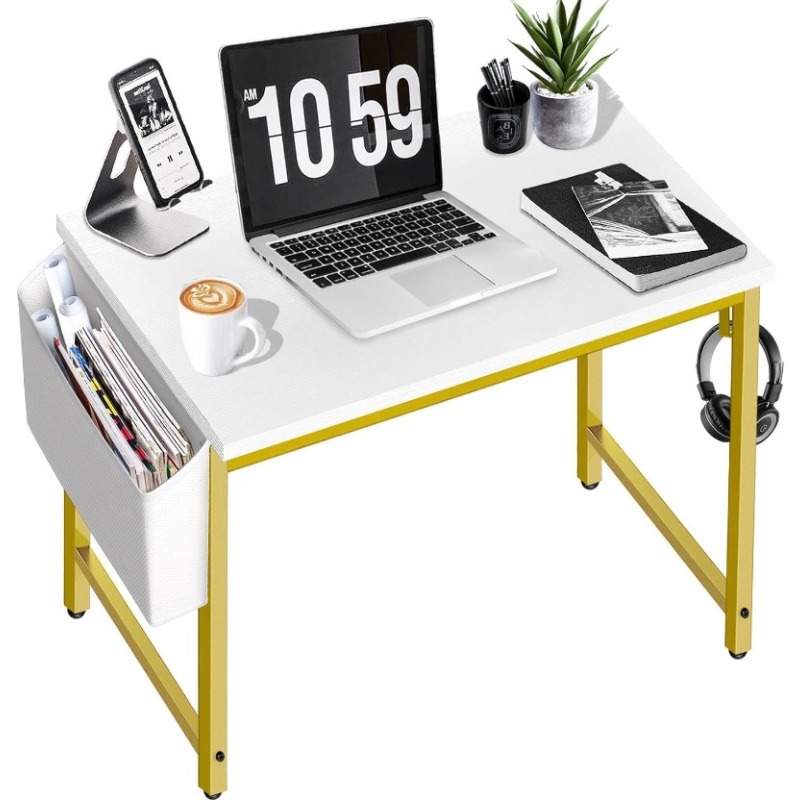 Small Computer Desk for Bedroom White Modern Writing Table for Small Spaces Kids Teens Student Study Work PC Desk 31 Inch