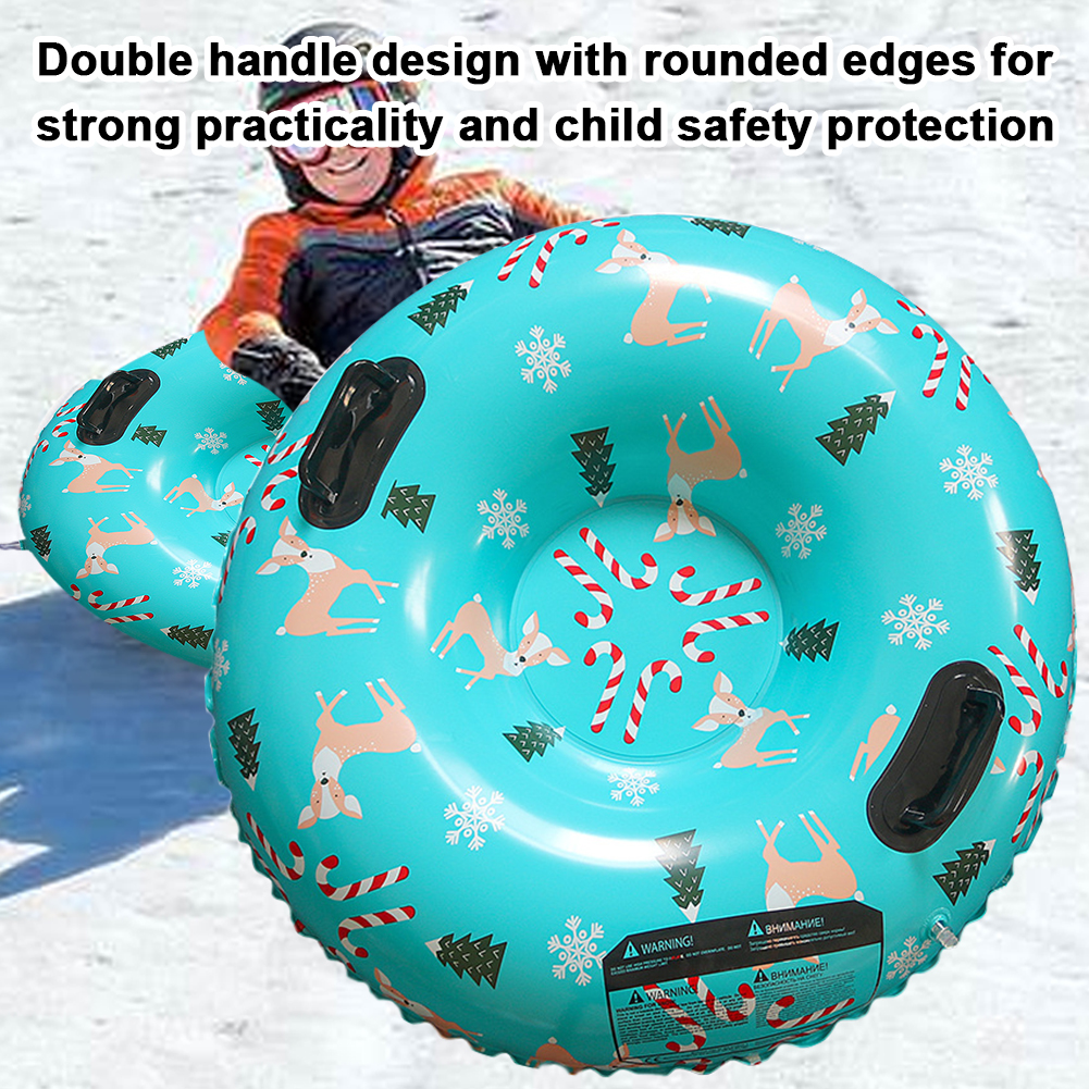 Inflatable Ski Snow Tubes with Handle Floated Skiing Board 80cm PVC Cold-Resistant for Winter Outdoor Sports