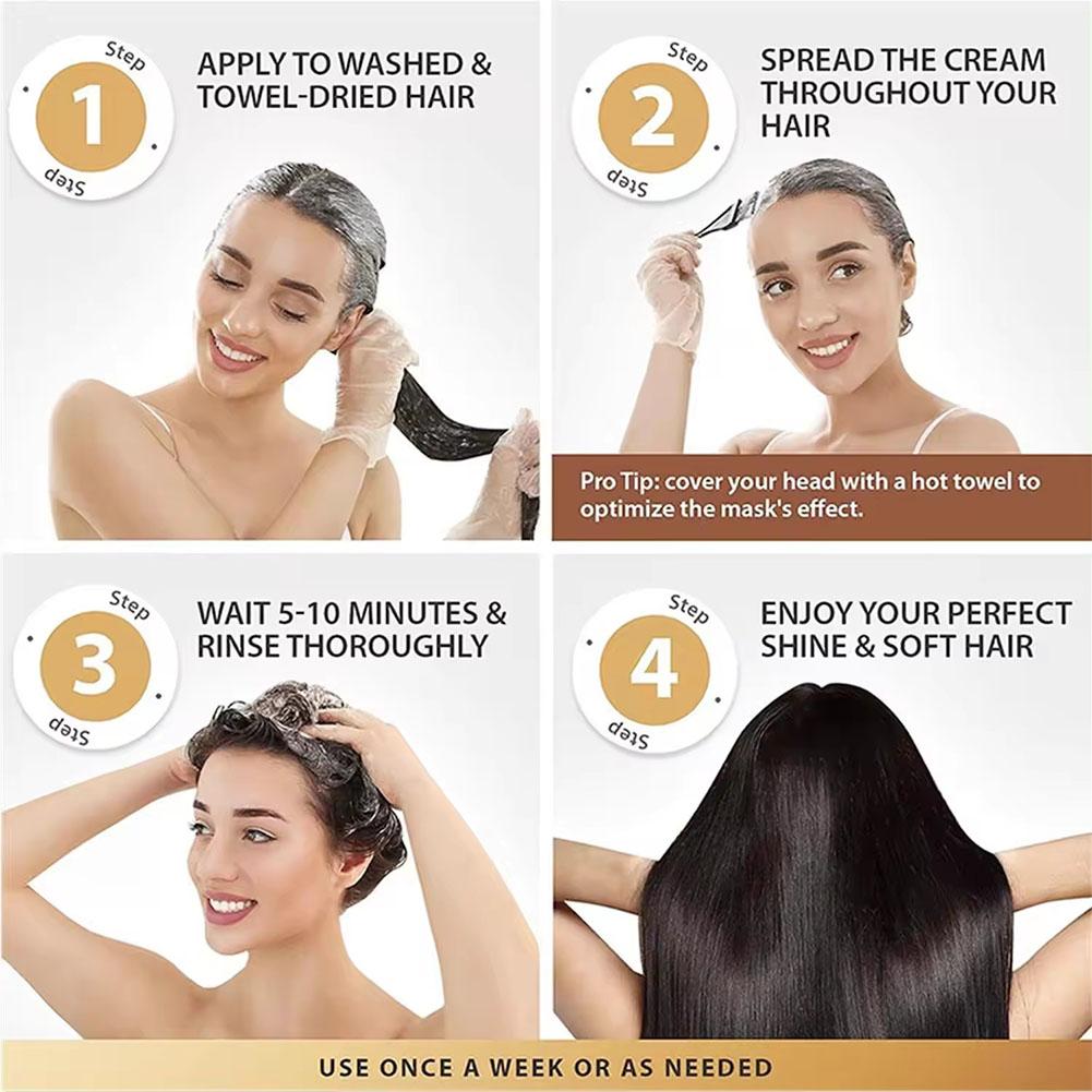 Collagen Hair Mask Repair Damage Dry Frizz Hair Keratin Treatment Soft Smoothing Shiny Deep Hair Moisturizing Curly Hair Care