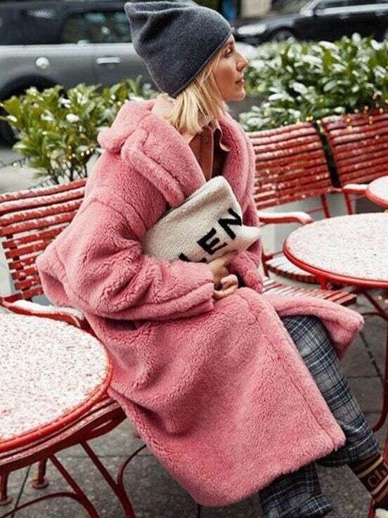 shanshi fur coat women autumn and winter loose one-piece faux jacket for women's mid to long length windbreaker with lamb fur
