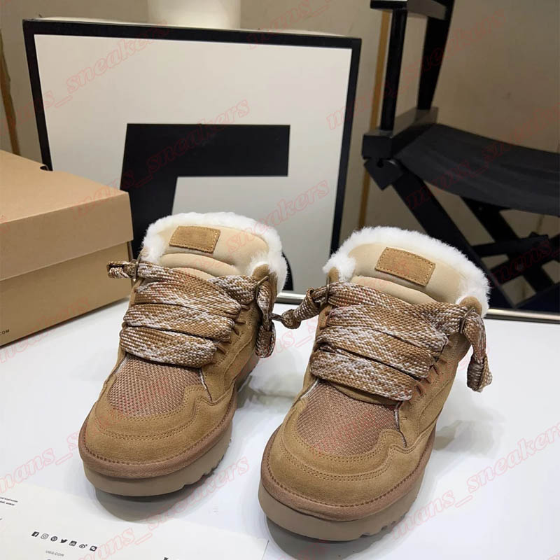 2025 New Lowmel Sneakers Women Mens Designer Highmel Boots Platform Classic Mustard Seed Ankle Sheepskin Snow Furry Winter Top Quality Chestnut Lace-up Booties
