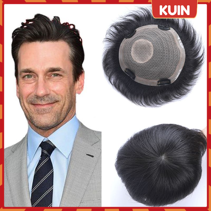 Human Lace Wig Swiss Men's Hair Toupee Durable Handmade Capillary Prosthesis Indian Human Remy Hair Clips Replacement System smile