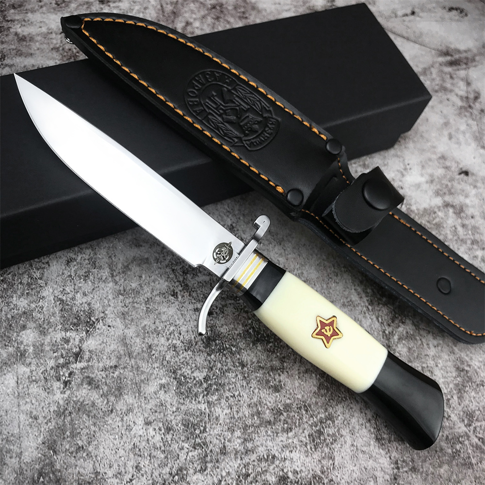 Russian Ussr Finka NKVD Protable Fixed Knife 7CR13Mov Blade Resin Handle Outdoor Survival Hunting Knives Tactical Sharp Tools