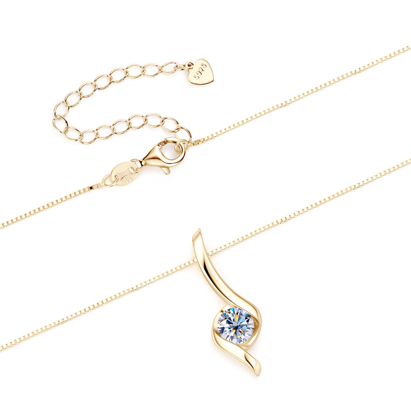 1CT Moissanite Color Real D with GRA Certificate Sterling Sier Simple Dia Pendants Necklaces for Women Jewelry smile