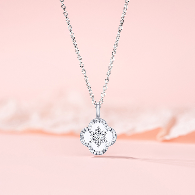 Chic Female Worknecklace Featuring Original Winter Scene Pendant - Sleek Stainless Steel Collar Chain