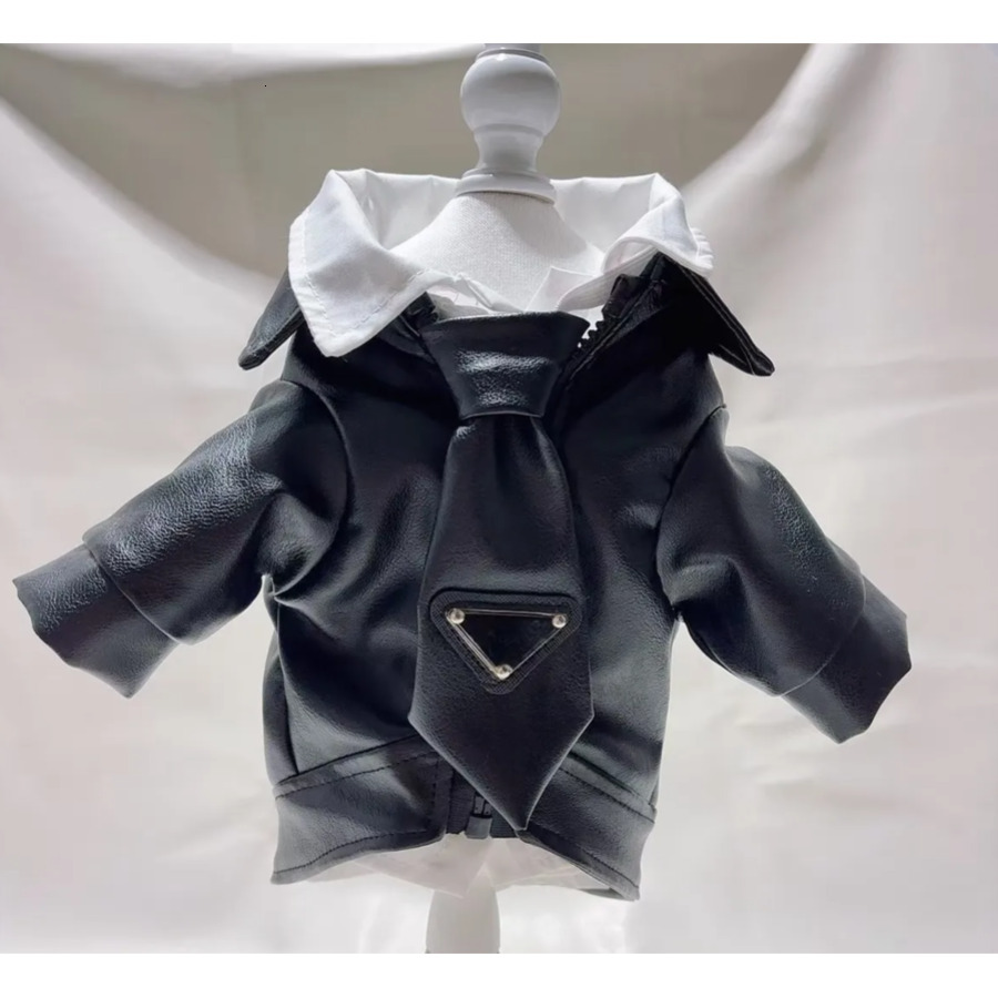 Premium Faux Leather Autumn Winter Jacket for Schnauzer & French Bulldog - Waterproof Windproof Pet Coat with Adjustable Hood & Belly Strap 026 JJ