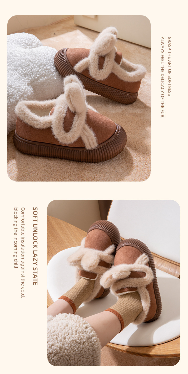 Bag heel women, cute in winter, warm at home, with thick veet sole wearing outside, fluffy cotton slippers for women