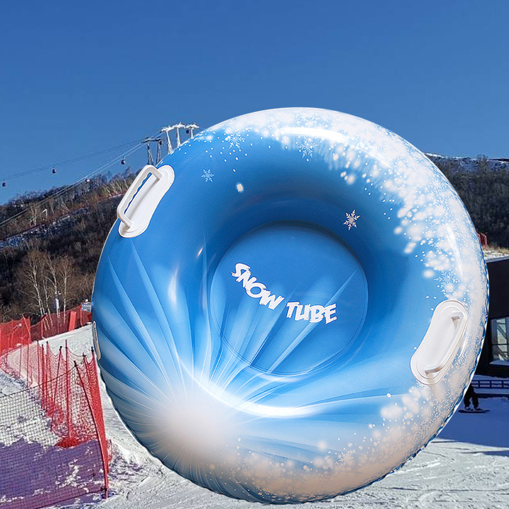 Inflatable Ski Snow Tubes with Handle Floated Skiing Board 80cm PVC Cold-Resistant for Winter Outdoor Sports