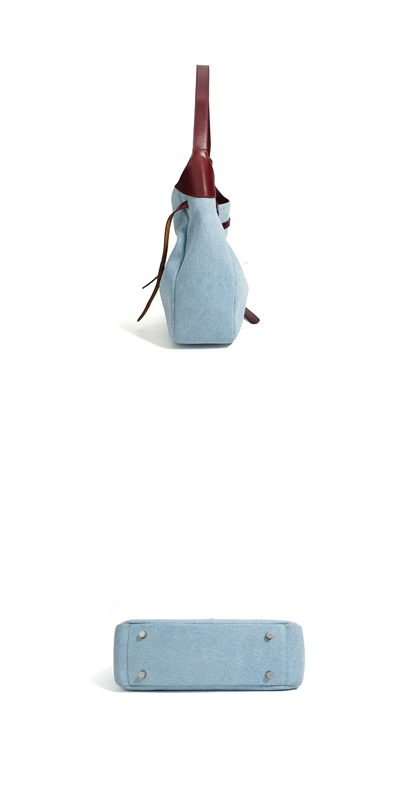 Women Shoulder Female Casual HOBO Tote Handbag Lady Fashion Underarm Bag Soft Denim With Split Leather Bucket Messenger Denim BagVoyage