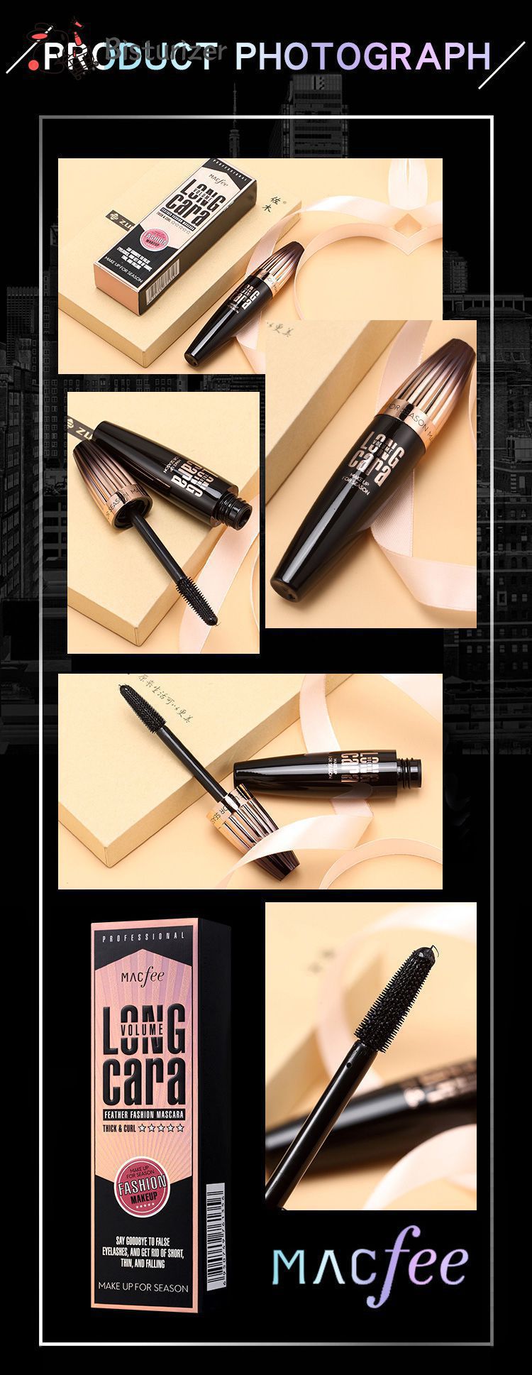 Premium Quality Formula Long-Lasting Fee ddmysmile Clump-Free Innovative No Flake Mascara Big Brush Long Lashes Exquisite Length Smile