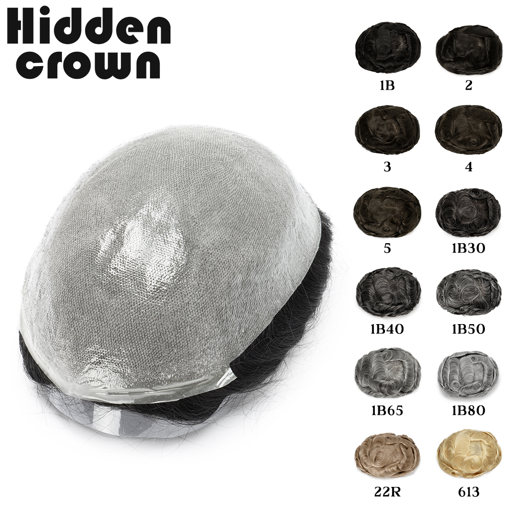 Men ddmysmile Toupee Humen For Hair Men Hair System European Human Hairpieces Thin Skin 0.04-0.06Mm V-Loop All Over Thin Soft Pu Skin Smile