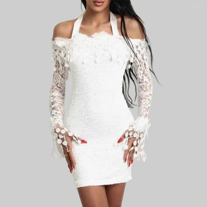 Casual Dresses Long Sleeve Dress Women Bodycon Backless Summer Sexy 2024 Autumn White Beach Party Club