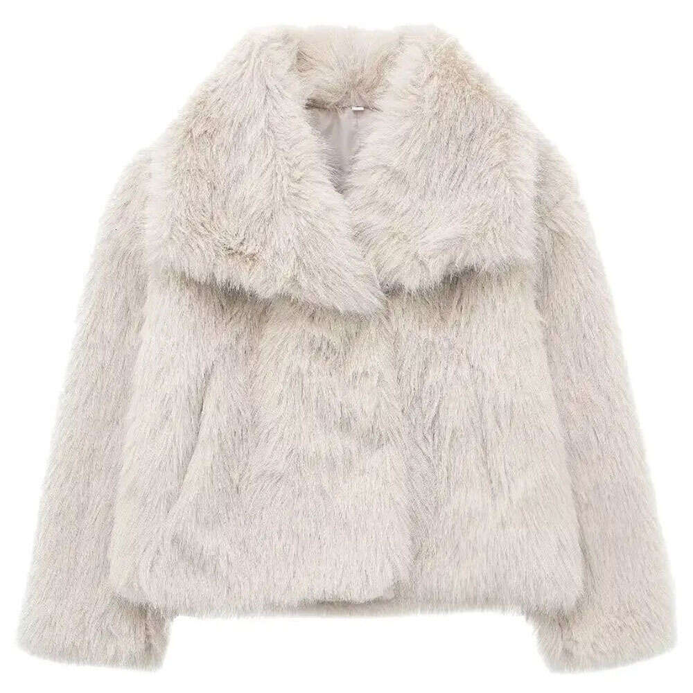 shanshi fur coat women Big collar coat elegant long sleeved autumn and winter warm jacket faux fur coat