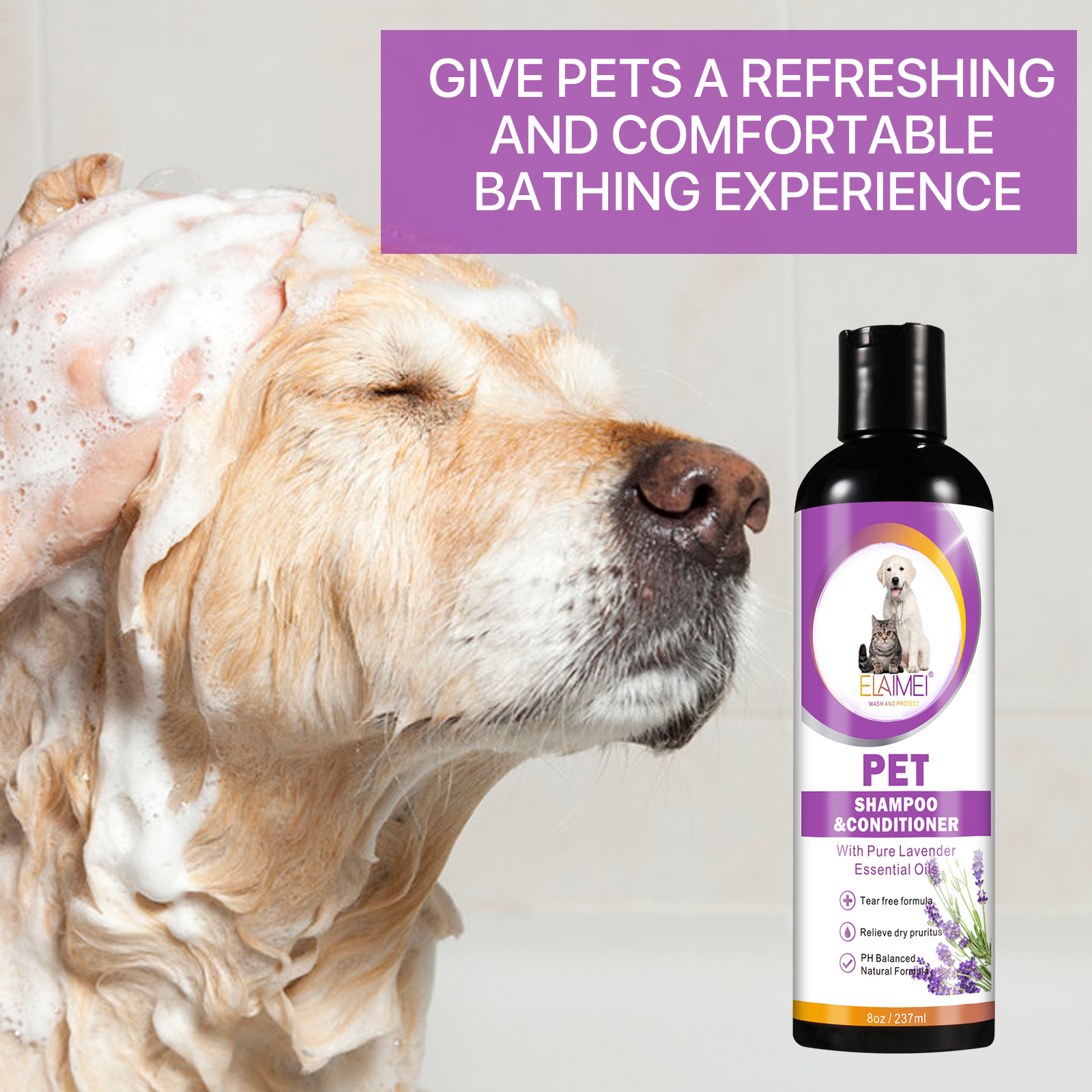 237ML Pet Hair Softening Shampoo Pet Shower Gel Removing Mites and Dirt Body Wash for Puppy Dog Cat Pet Cleaning Bath Gel