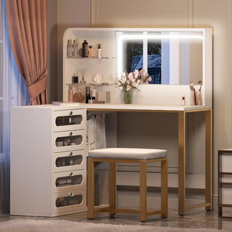 Makeup Vanity Desk with Lights and Mirror48