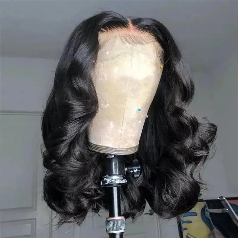 Body Wave Short Bob Transparent T Part Side Part Lace Human Hair for Women PrePlucked Natural Color Remy Indian Hair On Sale 240408