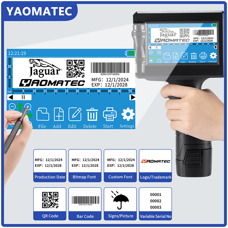y0 28 Languages 12.7MM Printing Height QR Bar Code Expiry Date Logo Label Portable Mini Handheld Thermal Inkjet Printer