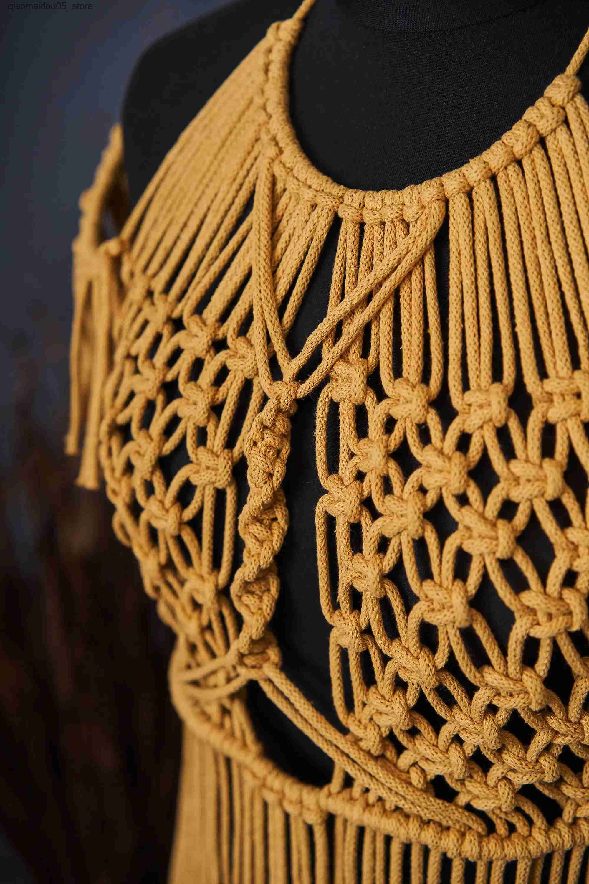 Maternity Dresses Macrame maternity dress for photography Bohemian rope dress Bohemian robe for pregnancy conversation Q240413
