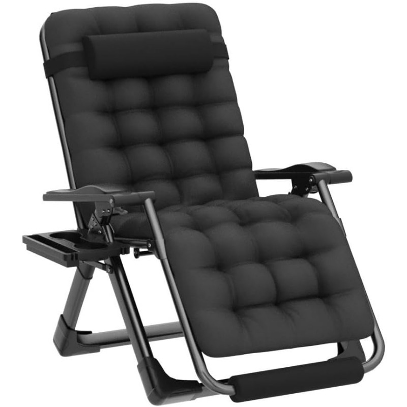 Oversized Padded Zero Gravity Chair, 33inch Zero Gravity Recliner, Folding Reclining Lounge Chair,Indoor Outdoor Patio Chairs