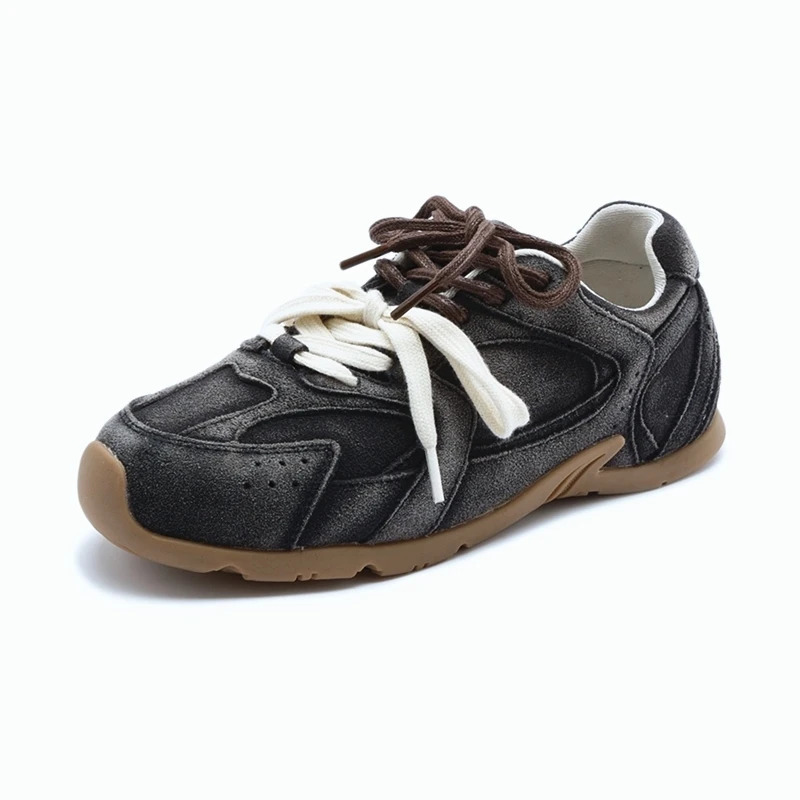 DIMANYU genuine leather rubber shoes womens spring retro lace sports shoes womens casual non slip womens shoes 241113