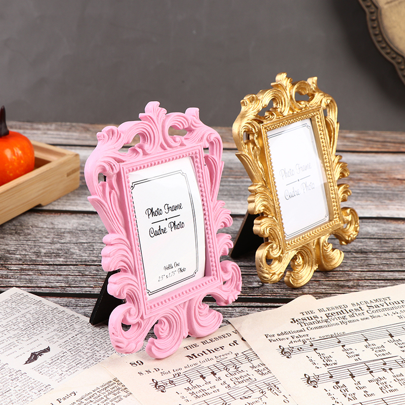 1pc Decorative Flower Retro Photo Wedding Home Decor Desktop Picture Frame Classic Baroque small photo frame H260306