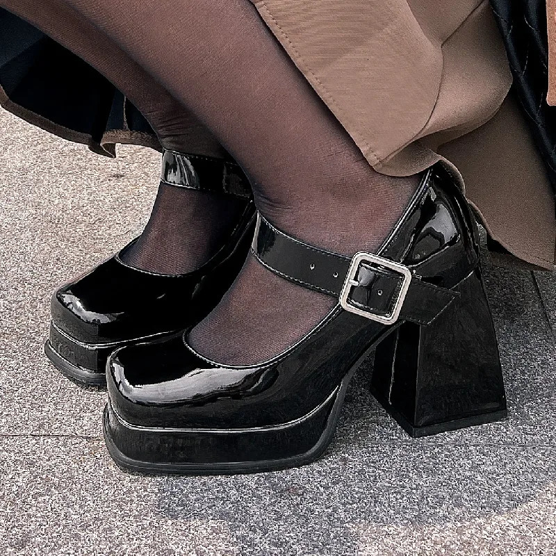 Womens High Heels Pumps Mary Janes Shoes Platform Pink Black Red Heeled Working Party Dance Wedding Shoes Female 2024 Spring 241112