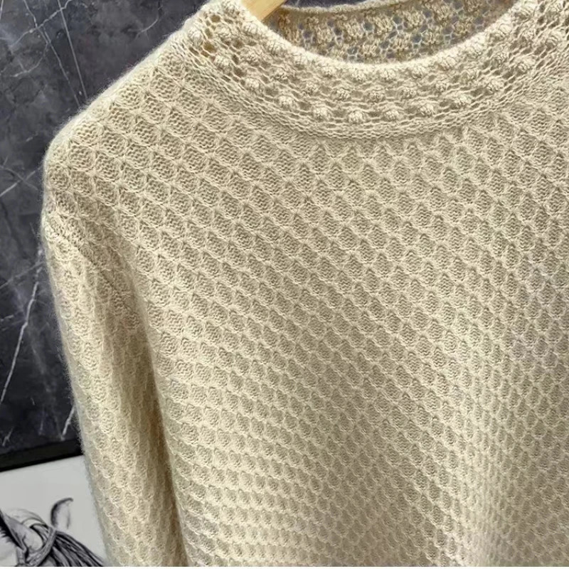 Womens 3D Three way Hollow Round Neck Jumping Rope Knitted Sweater with Wool and Cashmere Sweater Autumn Special Offer Fashion Top 241113