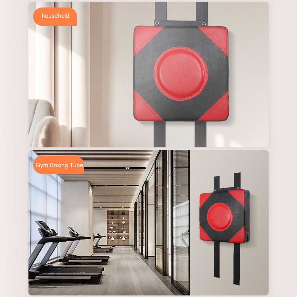 Leather Boxing Target Punch PU Square Wall Target Adjustable Height Boxing Training Sandbag Punching Bag for Martial Arts Karate smile