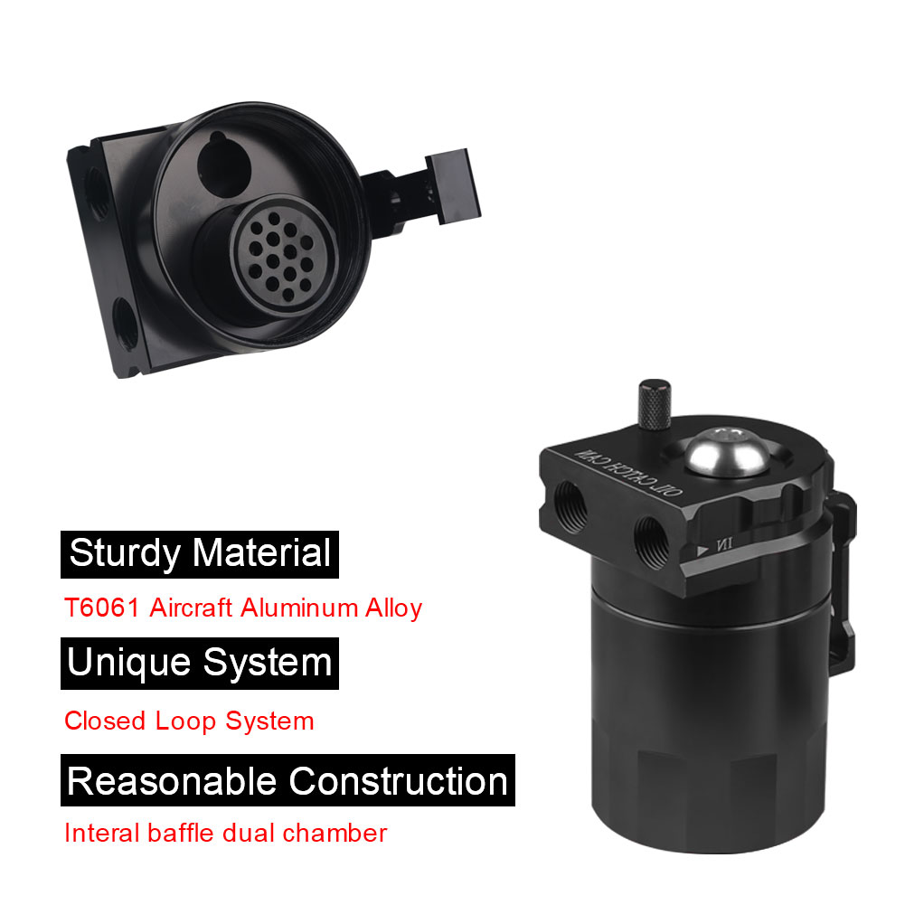 Universal Car Baffled Oil Catch Can Tank Kit with Breather 300ml Aluminum Polish Engine Air Oil Separator Tank Reservoir Kit