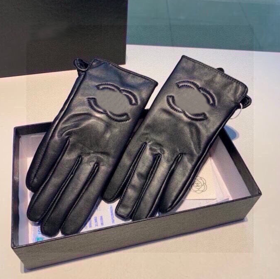 Women Leather Gloves Designer Brand letters Men Sheepskin Touch Screen gloves soft warm winter Five Fingers Gloves Outdoor Hiking Cycling