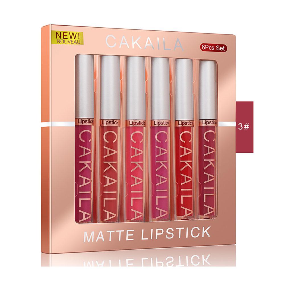 Makeup Set 6Pcs Lipstick Liquid Veet Matte Gloss Nude Red Women Lipstick Lasting Waterproof Sexy Long ddmysmile Lip Lips Moisturize L2b6 Smile