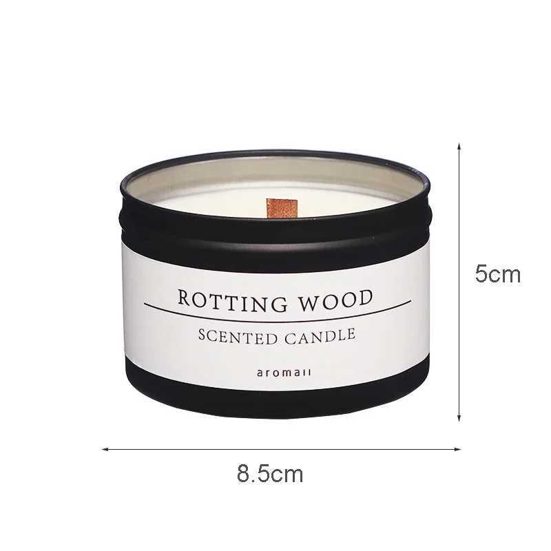 Black Tin Can Scented Aromatic Candles Wooden Candle Jars with Lid CLASSic Home Decorative Candles Dried FlowerXJ241112