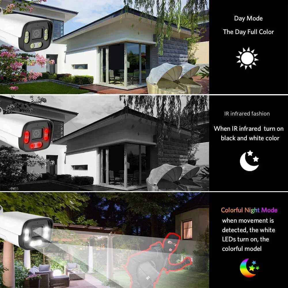 IP Cameras 8CH 4K 8MP Security Camera System POE 5MP Two Way Audio Waterproof Outdoor Colorful Night Camera Video Surveillance Set Xmeye 24413