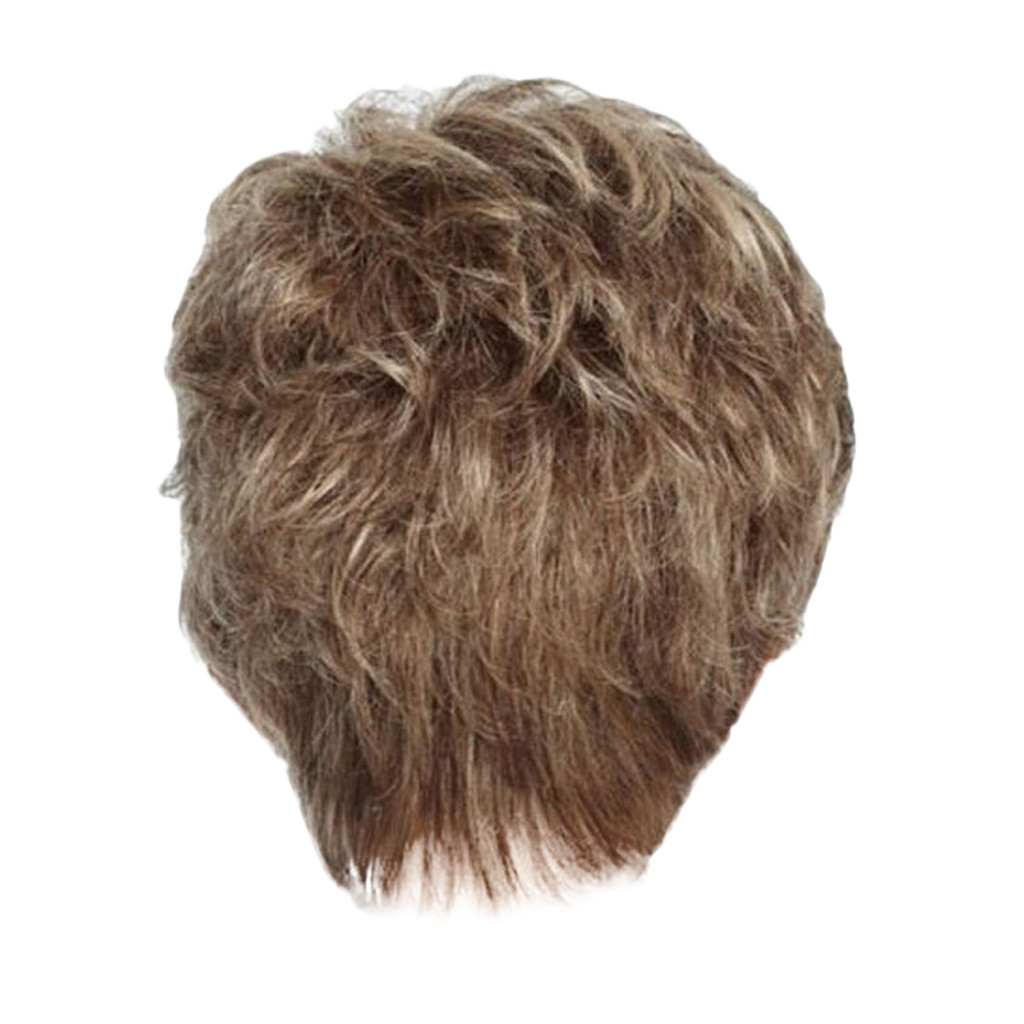 Women Natural Wigs Synthetic for Short goldenLayered Hair Wig with Fluffy Bangs Afro Daily Heat Resistant smile