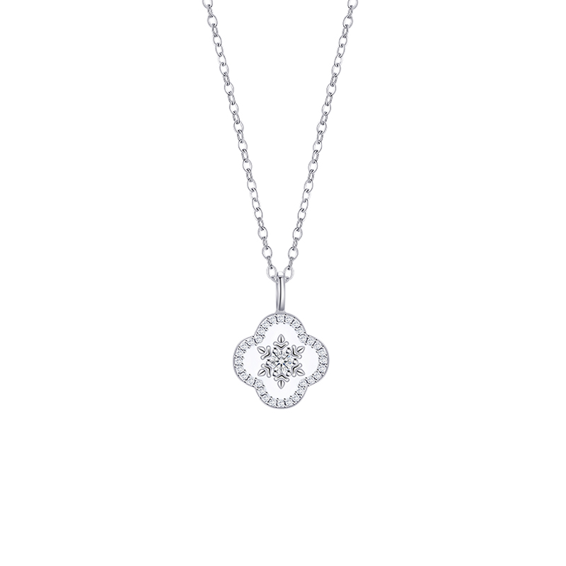 Chic Female Worknecklace Featuring Original Winter Scene Pendant - Sleek Stainless Steel Collar Chain