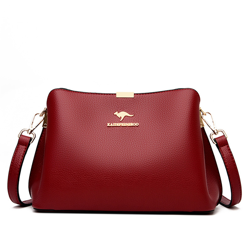 Solid Color Luxury Designer High Quality Leather Women's Handbag Purses Multifunctional Ladies Shoulder Messenger Bags Sac Femme
