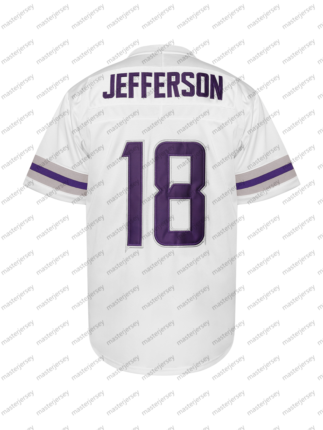 #18 JEFFERSON Comfy V-Neck Football Jerseys Men Mesh Embroidery For Training And Competition Breathable Moisture-Wicking Short Sleeve Top for Active J