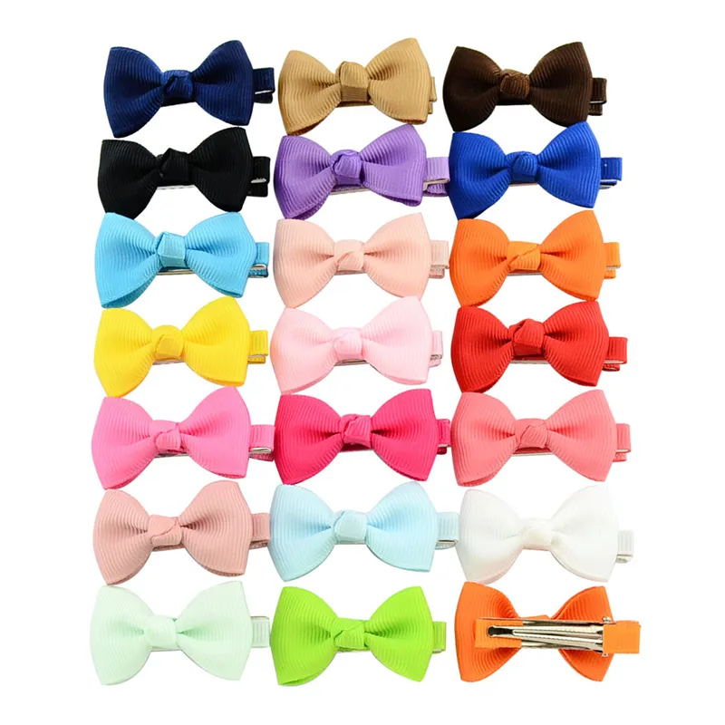 Bow Hairpins Small Baby Mini Grosgrain Ribbon Bows Hairgrips Girls Bowknot Hair Clips Kids Hair Accessories 20 Colors KFJ524 ZZ