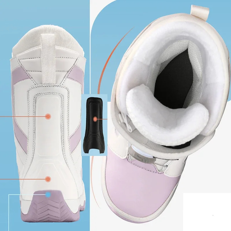 Outdoor Waterproof Snowboard Shoes Men Women Steel Buckle Skiing Boots Adults with Easy Hook and Loop Clre 241112