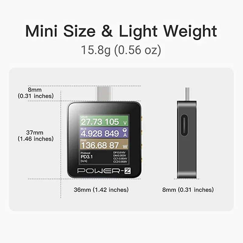 POWER-Z USB Tester KM003C Micro Digital Voltmeter QC5.0/PD3.1 Voltage Current Power Detector For Phone Motherboard Repair Tools