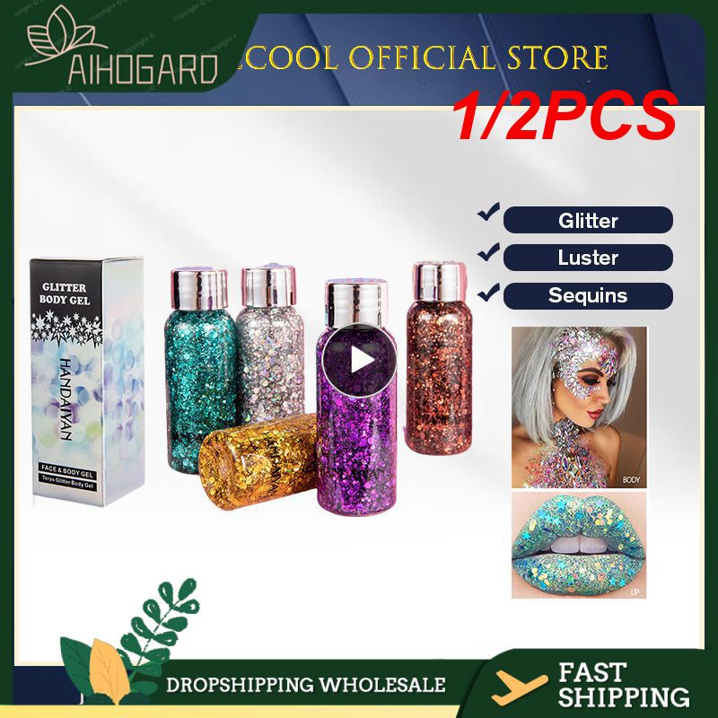 Glitter 1/2PCS Eye Nail Hair Body Face Glitter Gel Mermaid Sequins Eyeshadow Theatrical Makeup Festival Party Cosmetics smile