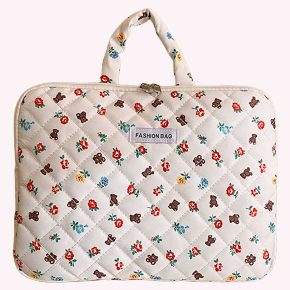 Flowers Bear Cute Laptop And Bag with Handle Travel Messenger Briefcase Fluffy Padded Laptop Sleeve Bag Fits 13 15 Inch Notebook smile